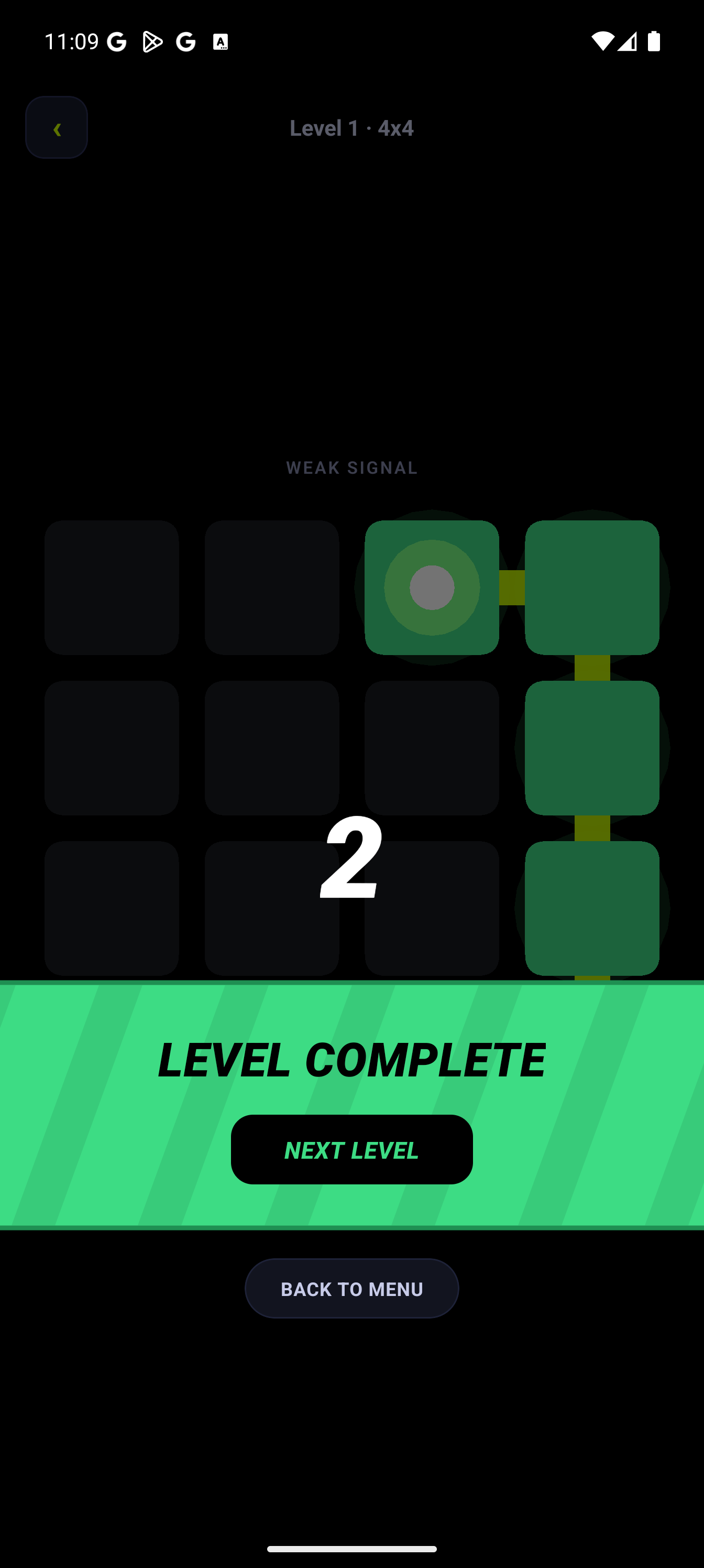 Retrace level complete screen
